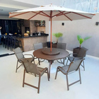 Mesa De Alumínio 1,40 Giratória + 6 Cadeiras De Área Externa