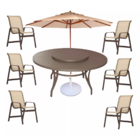 Mesa De Alumínio 1,40 Giratória + 6 Cadeiras De Área Externa