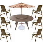 Mesa De Alumínio 1,40 Giratória + 6 Cadeiras De Área Externa