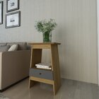 Mesa De Apoio 1 Gaveta Eden Artely Carvalho/grafite