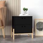Mesa De Apoio Com 2 Gavetas E Pés Em Madeira Brv - Preto/pinus