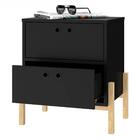 Mesa De Apoio Com 2 Gavetas E Pés Em Madeira Brv - Preto/pinus
