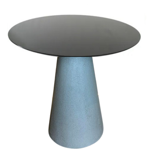 Mesa De Apoio Cone Base Cimento Texturizado - Tampo Laqueado