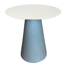 Mesa De Apoio Cone Base Cimento Texturizado - Tampo Off White