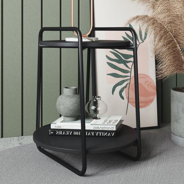 Mesa De Apoio Industrial Tube 55 Cm - Preto