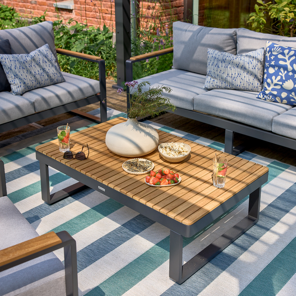 Mesa de Apoio para Jardim Baixa em Alumínio 35,2x115x70cm Cinza Persea Naterial