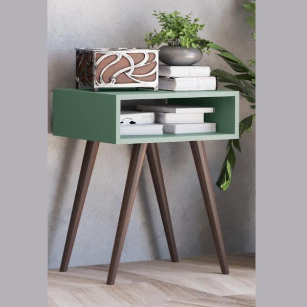 Mesa De Apoio Lateral 1 Nicho Para Sala De Estar Marrom Madei