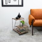 Mesa De Apoio Lateral 3 Níveis Aço Corten/castanho Tannat