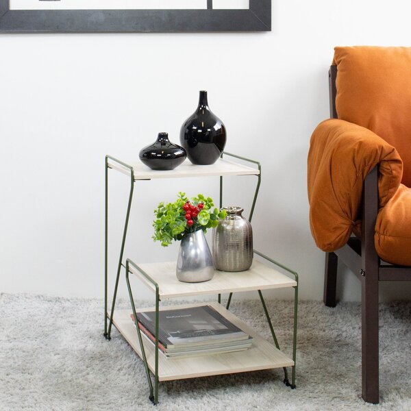 Mesa De Apoio Lateral 3 Níveis Verde Oliva/legno