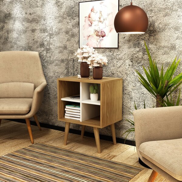 Mesa De Apoio Lateral 4 Nichos E1720  Natural/off White