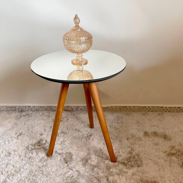 Mesa De Apoio Lateral 50cm X 50cm X 52cm Esmeralda Preto / Mel