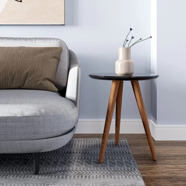 Mesa De Apoio Lateral 50cm X 50cm X 52cm Esmeralda Preto / Mel