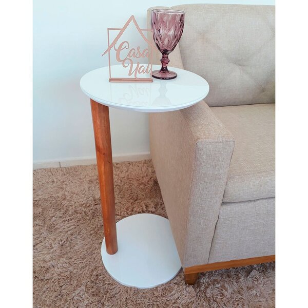 Mesa De Apoio Lateral Com Vidro Casa Uai