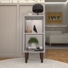 Mesa De Apoio Lateral/estante Com Prateleira Cinza Cristal