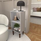 Mesa De Apoio Lateral/estante Com Prateleira Cinza Cristal