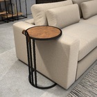 Mesa De Apoio Lateral Estilo Industrial Para Sala Tampo Detal