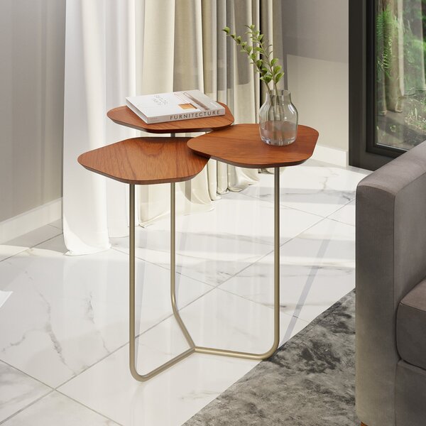 Mesa De Apoio Lateral Industrial Com 3 Tampos 100% Mdf Napoli