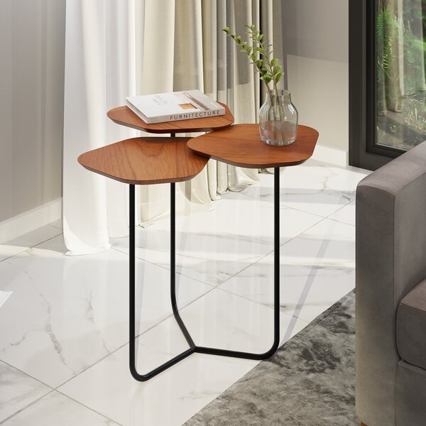 Mesa De Apoio Lateral Industrial Com 3 Tampos 100% Mdf Napoli