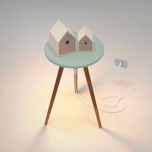 Mesa De Apoio Lateral Infantil Retrô Melody Luz De Led Verde