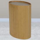 Mesa De Apoio Lateral Oval Tampo Vidro Glow Madeira Nacc