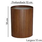 Mesa De Apoio Lateral Oval Tampo Vidro Glow Madeira Nacc