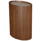 Mesa De Apoio Lateral Oval Tampo Vidro Glow Madeira Nacc