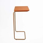 Mesa De Apoio Lateral Para Sofá Com Base De Metal Tampo Doura