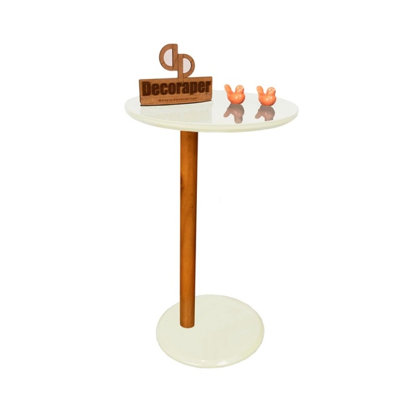 Mesa De Apoio Lateral Para Sofá Monopé Com Vidro - Branco