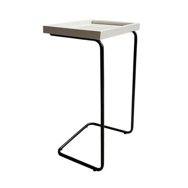 Mesa De Apoio Lateral Para Sofá Ou Cama Branca E Preta