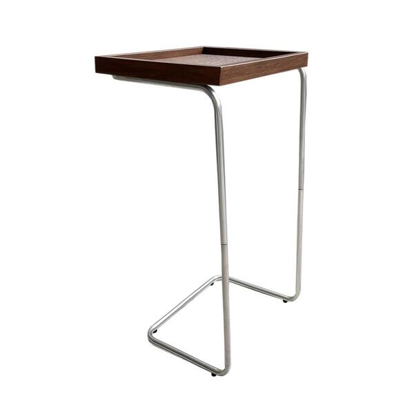 Mesa De Apoio Lateral Para Sofá Ou Cama Castanho E Prata