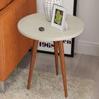 Mesa De Apoio Lateral Pés Madeira Maciça Off White Legs Patri