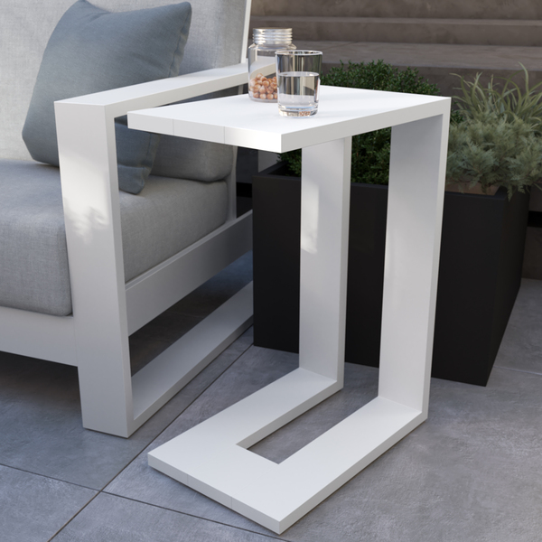 Mesa de Apoio para Jardim Athena Retangular 62,5x30x46cm Alumínio Branca Naterial