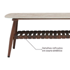 Mesa para Jardim Baixa Retangular 42x110x60cm em Alumínio, Couro Sintético e Tampo de Vidro Marrom Retrô Naterial