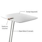 Mesa De Apoio Para Sofá Bandeja Branca Base Cromada