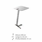 Mesa De Apoio Para Sofá Bandeja Branca Base Preta