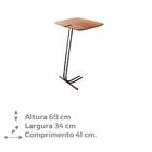 Mesa De Apoio Para Sofá Bandeja Castanho Base Preta