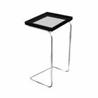 Mesa De Apoio Para Sofá Bandeja Espelhada Laca Preta Base Cro