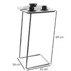 Mesa De Apoio Para Sofá Bandeja Off White Base Cromada