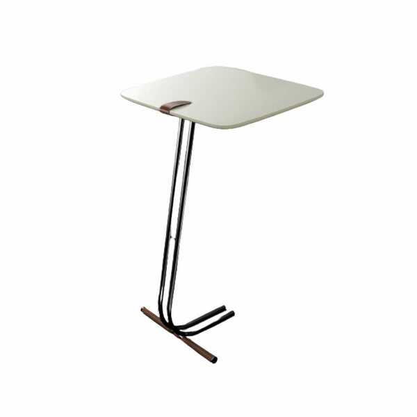 Mesa De Apoio Para Sofá Bandeja Off White Base Preta