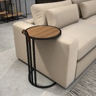 Mesa De Apoio Redonda Para Sofa Estilo Industrial