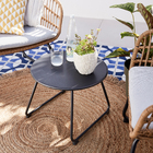 Mesa de Apoio Redonda Timea Aço 37x48x48cm Cinza Naterial