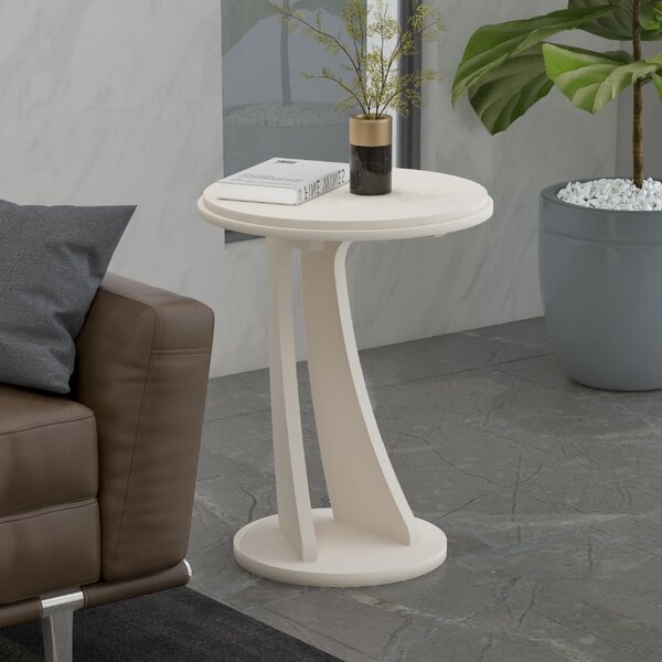 Mesa De Apoio Tampo Redondo Artely Tutti Off White