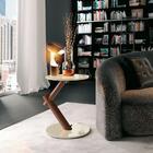 Mesa De Apoio Wood Lateral Redonda Pé Madeira "artemisa"