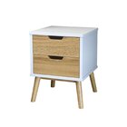 Mesa De Cabaceira 2 Gavetas Em Madeira Maciça Lara  Branco/ce