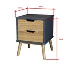 Mesa De Cabaceira 2 Gavetas Em Madeira Maciça Lara  Cinza/cera