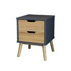 Mesa De Cabaceira 2 Gavetas Em Madeira Maciça Lara  Cinza/cera