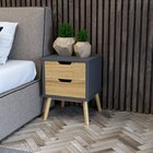 Mesa De Cabaceira 2 Gavetas Em Madeira Maciça Lara  Cinza/cera