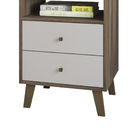 Mesa De Cabeceira 02 Gavetas E 01 Nicho Liz Naturale/off White