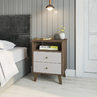 Mesa De Cabeceira 02 Gavetas E 01 Nicho Liz Naturale/off White