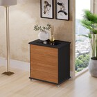 Mesa De Cabeceira 04 Gavetas Com Porta Joias Decor Preta/natu